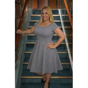 Ness Heritage Tweeds Dress Womens 10 Blue Brown Wool A-Line Tweed